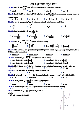 Đề ôn tập thi học kì I môn Toán Lớp 12